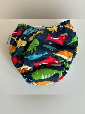 Kids Swim Trunks - Navy with Colorful Sea Creatures